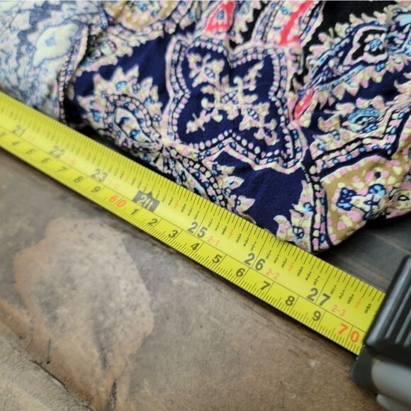 Moon Collection Boho Open-Front Cardigan Fringe Short Sleeve Crotchet Hem Size L - Picture 9 of 9